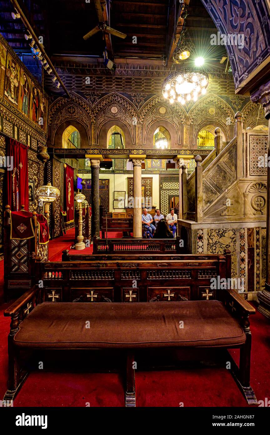 Interior of the hanging church in Coptic Cairo Stock Photo