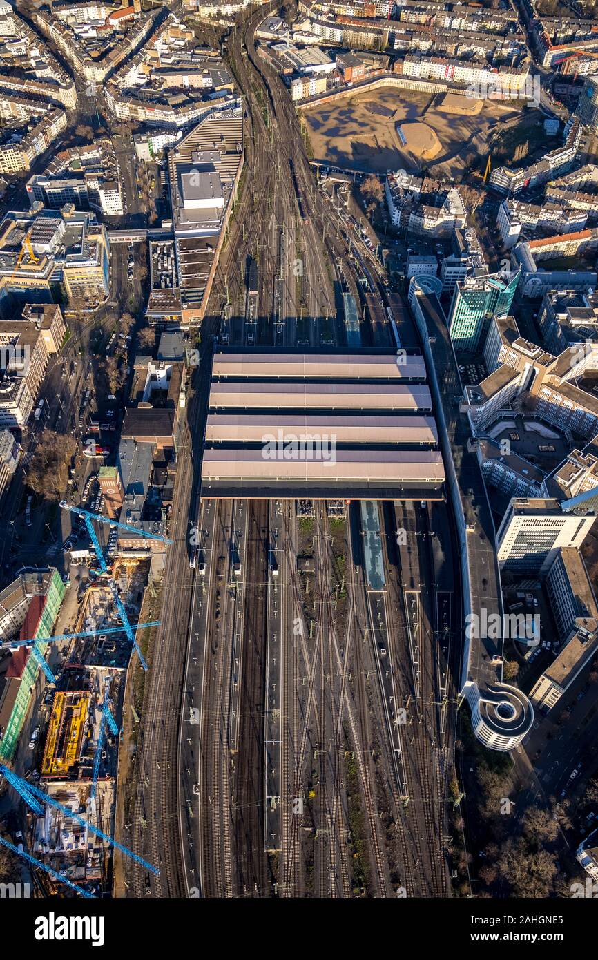 Aerial photo, Düsseldorf central station, station forecourt redesign and revitalisation, Düsseldorf, Rhineland, North Rhine-Westphalia, Germany, stati Stock Photo