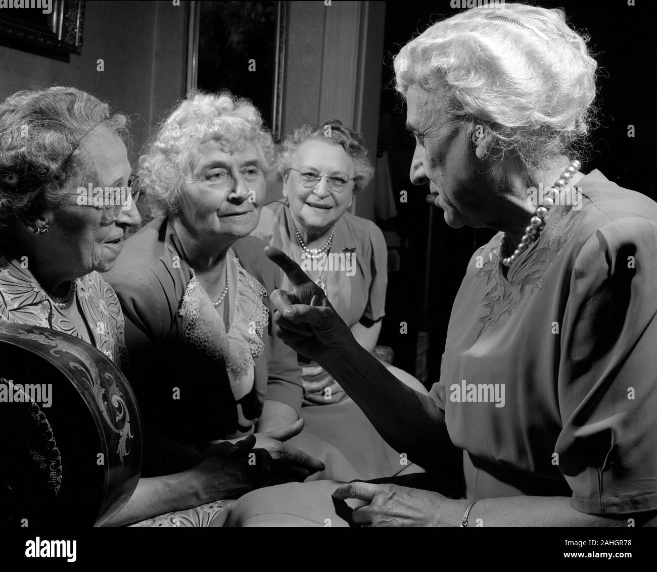 Elderly women gossiping 1946 Stock Photo