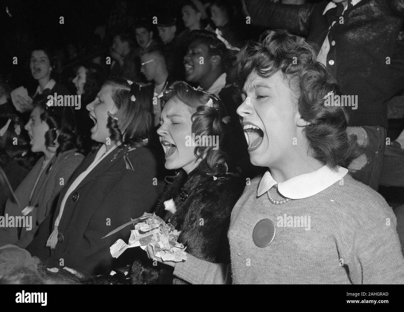 Sports fans at University of Wisconsin - Madison about 1946 Stock Photo