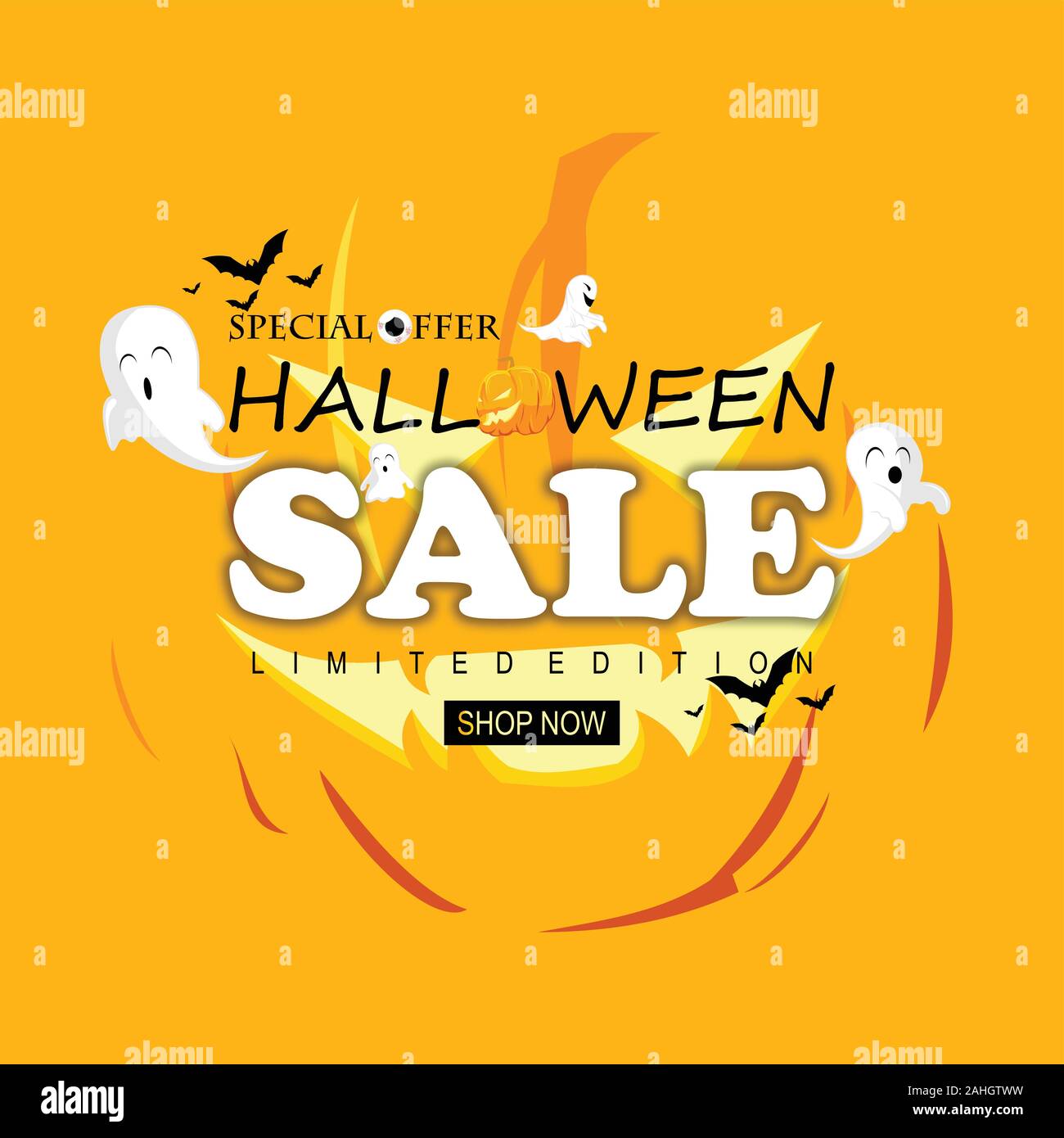Halloween Sale vector pack design with lettering and holiday symbols ...