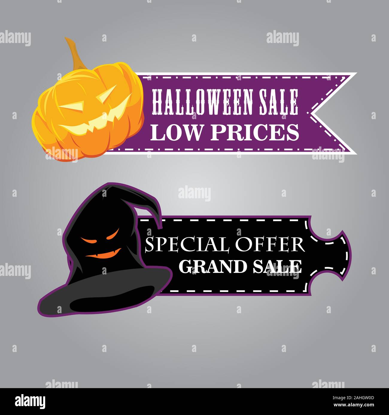 Halloween Sale vector pack design with lettering and holiday symbols ...