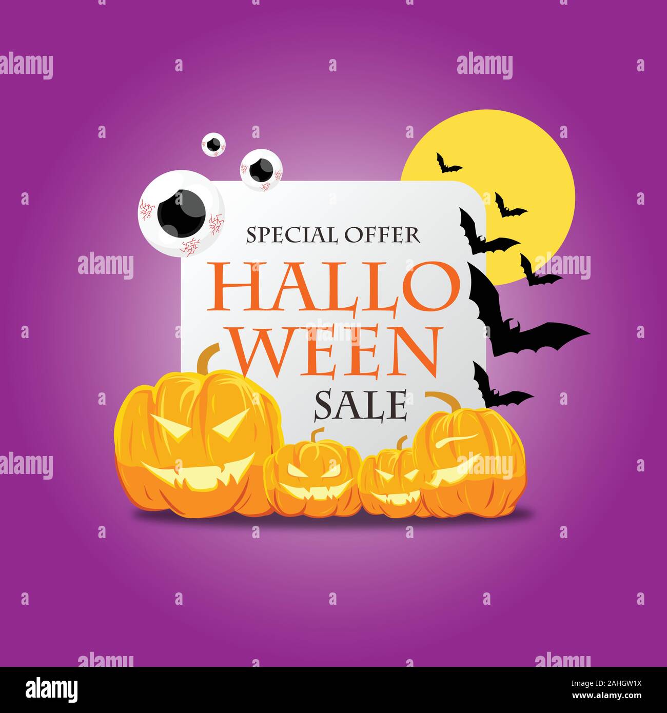 Halloween Sale Vector Pack Design With Lettering And Holiday
