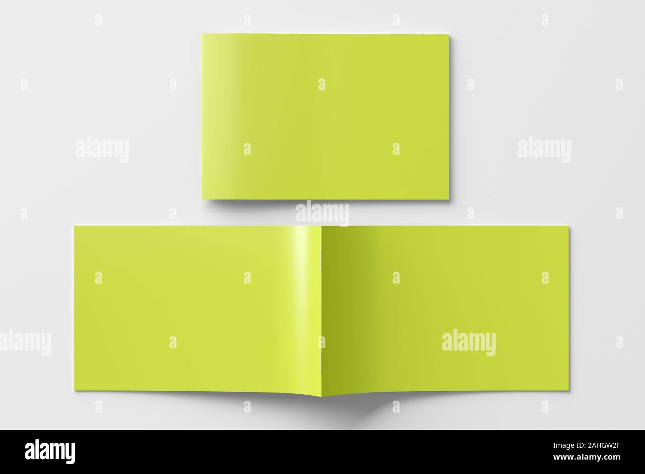 Download Yellow Horizontal Brochure Or Booklet Cover Mock Up On White Closed One Brochure And Upside Down Other Clipping Path Around Brochure View Above 3d Stock Photo Alamy PSD Mockup Templates
