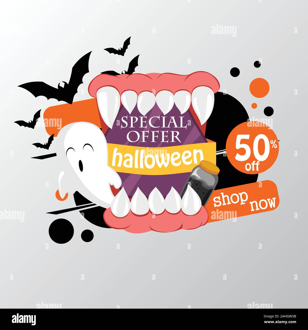 Halloween Sale vector pack design with lettering and holiday symbols ...