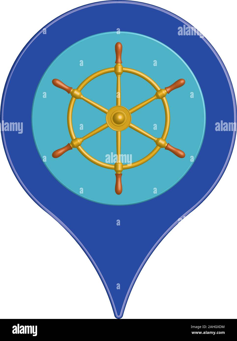 Ship wheel and position symbol. 3D effect vector Stock Vector