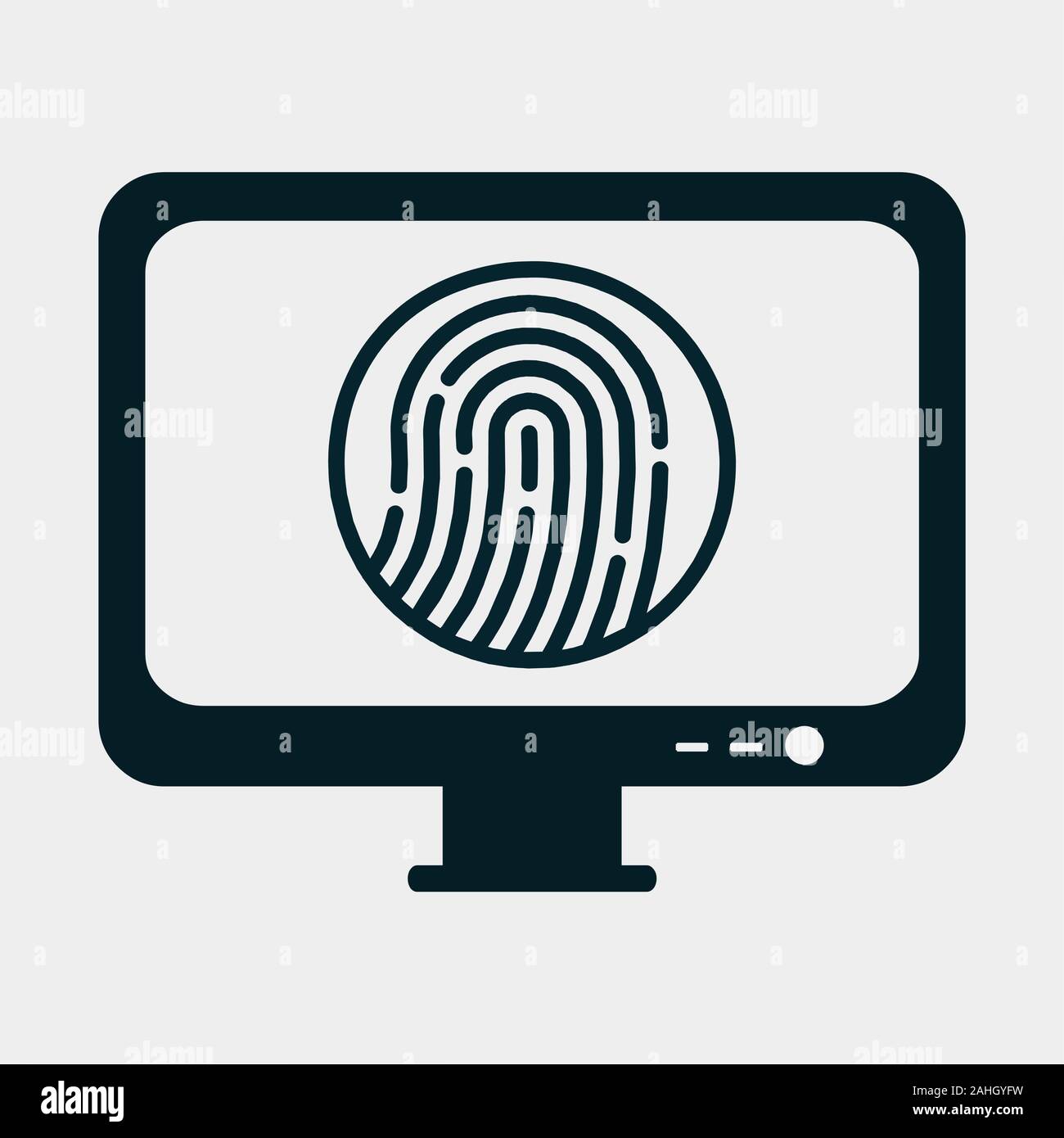 fingerprint on the computer icon isolated vector illustration Stock Vector