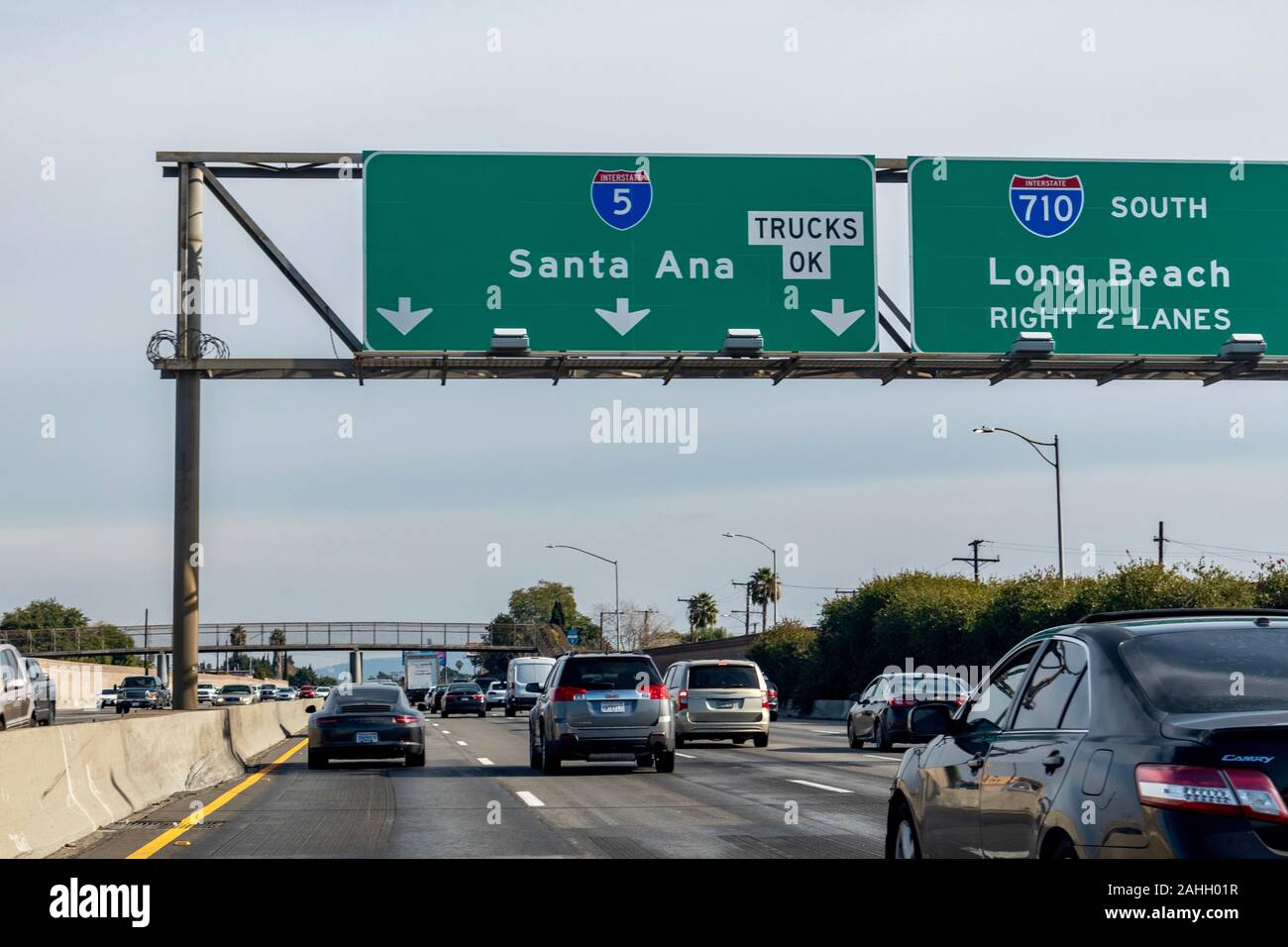 cars driving on a Southern California freeway Stock Photo