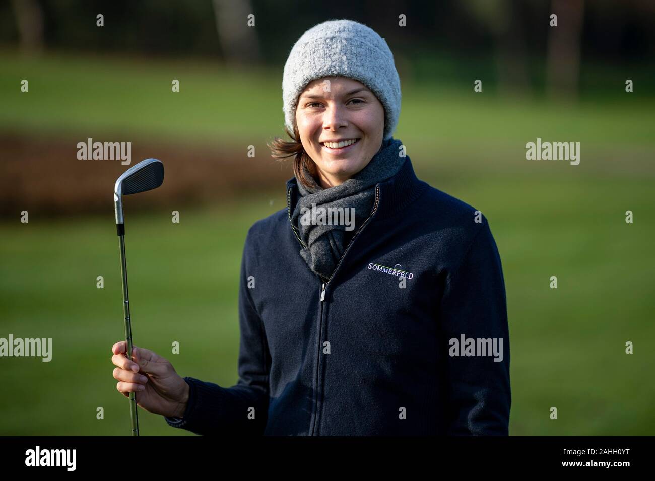 Hamburg, Germany. 22nd Nov, 2019. The golfer Esther Henseleit stands on the  lawn of the Golf Club Falkenstein. Qualification for the American  Professional Tour, first tournament victory and now Hamburg's Sportswoman of
