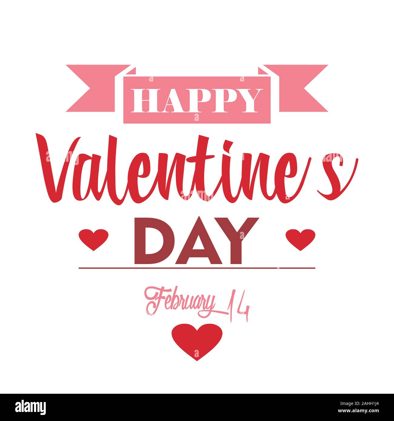 Happy Valentine Day Typography With Hearts Vector Fancy Valentines Vector For Poster Banner Card Cover Invitation And Background Stock Vector Image Art Alamy