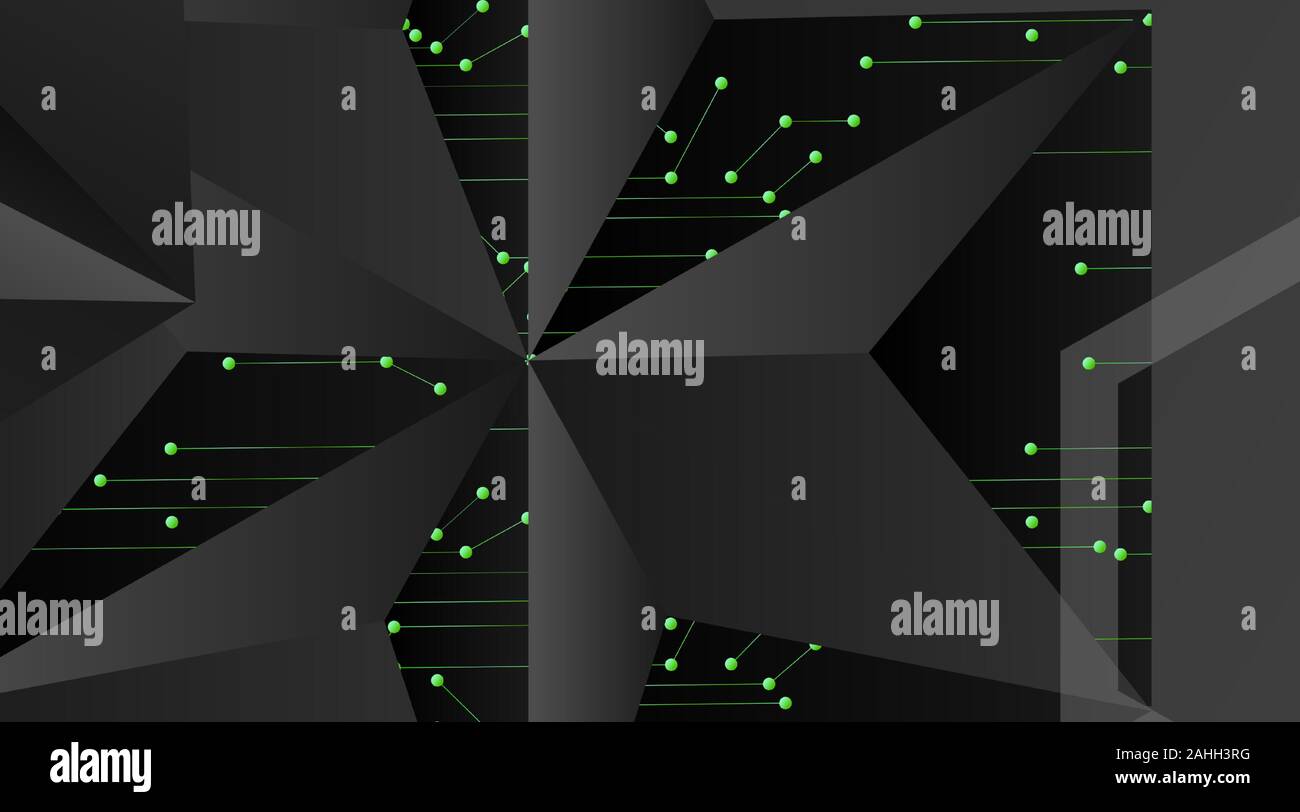 Abstract Vector Geometric Background Dark Gray Vector Polygonal Template And Green Line Connected Dots Vector Illustration For Wallpaper Banner Stock Vector Image Art Alamy