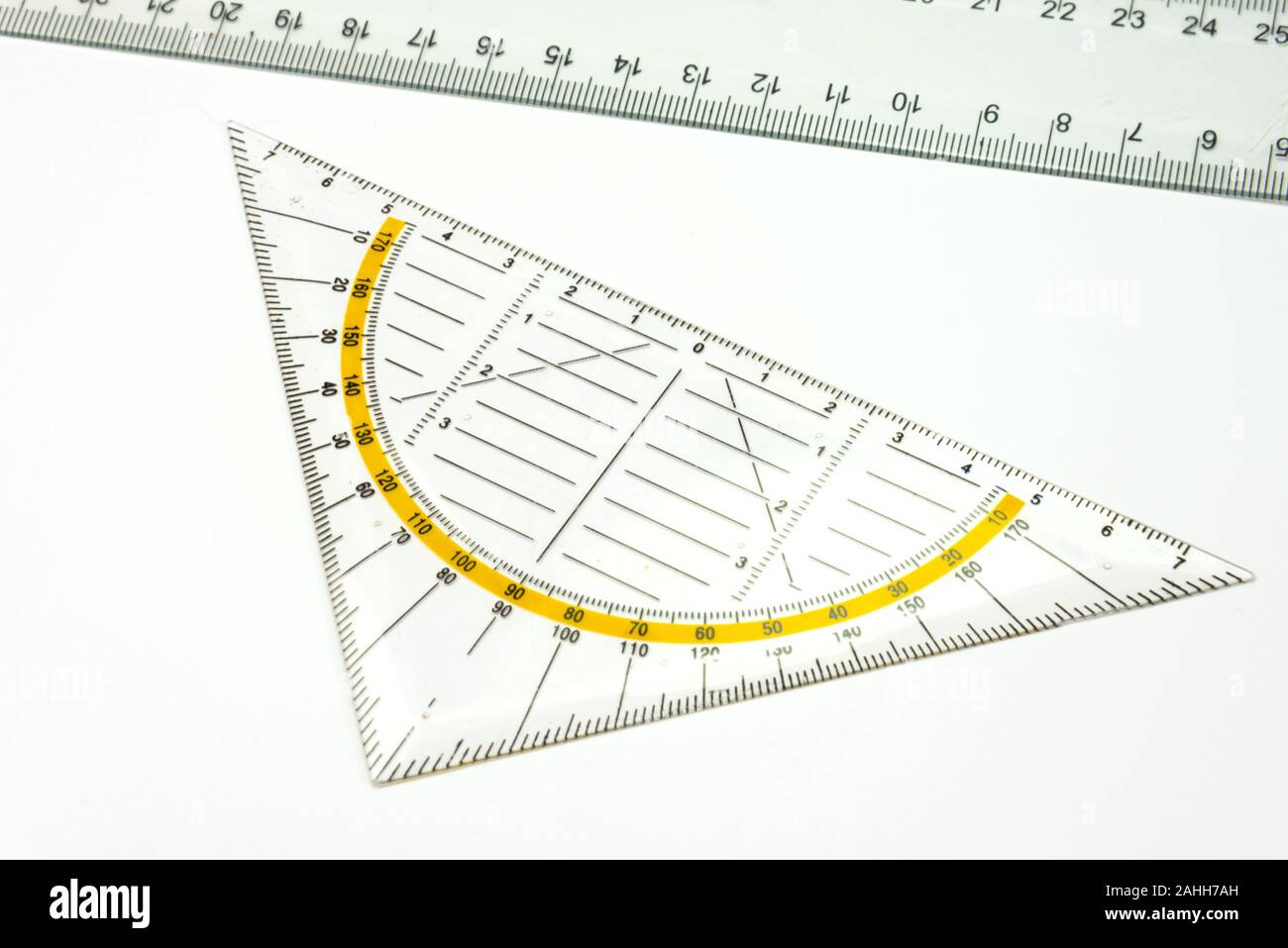 Set square and a ruler Stock Photo Alamy