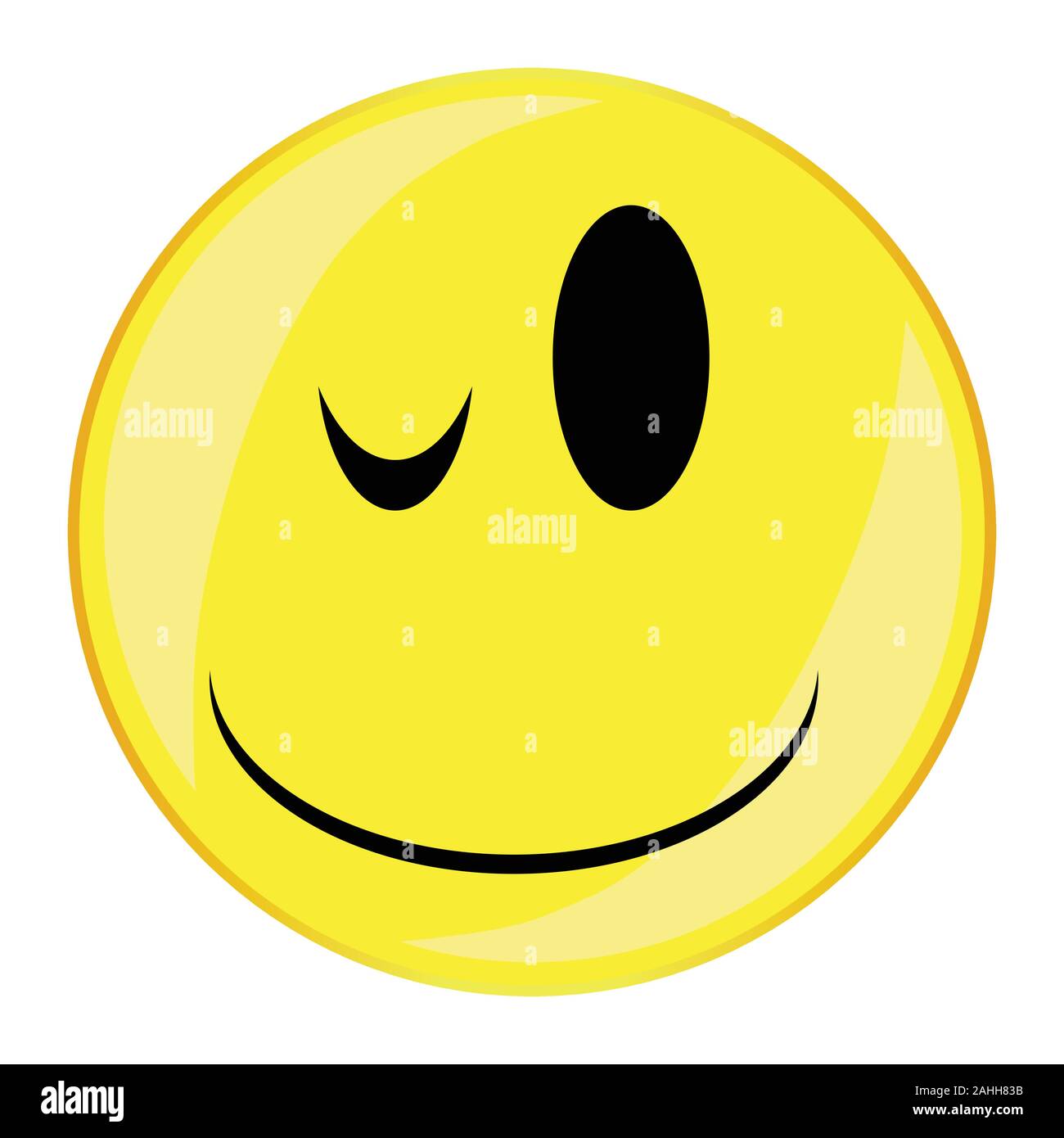 A winking smile face button isolated on a white background Stock Vector