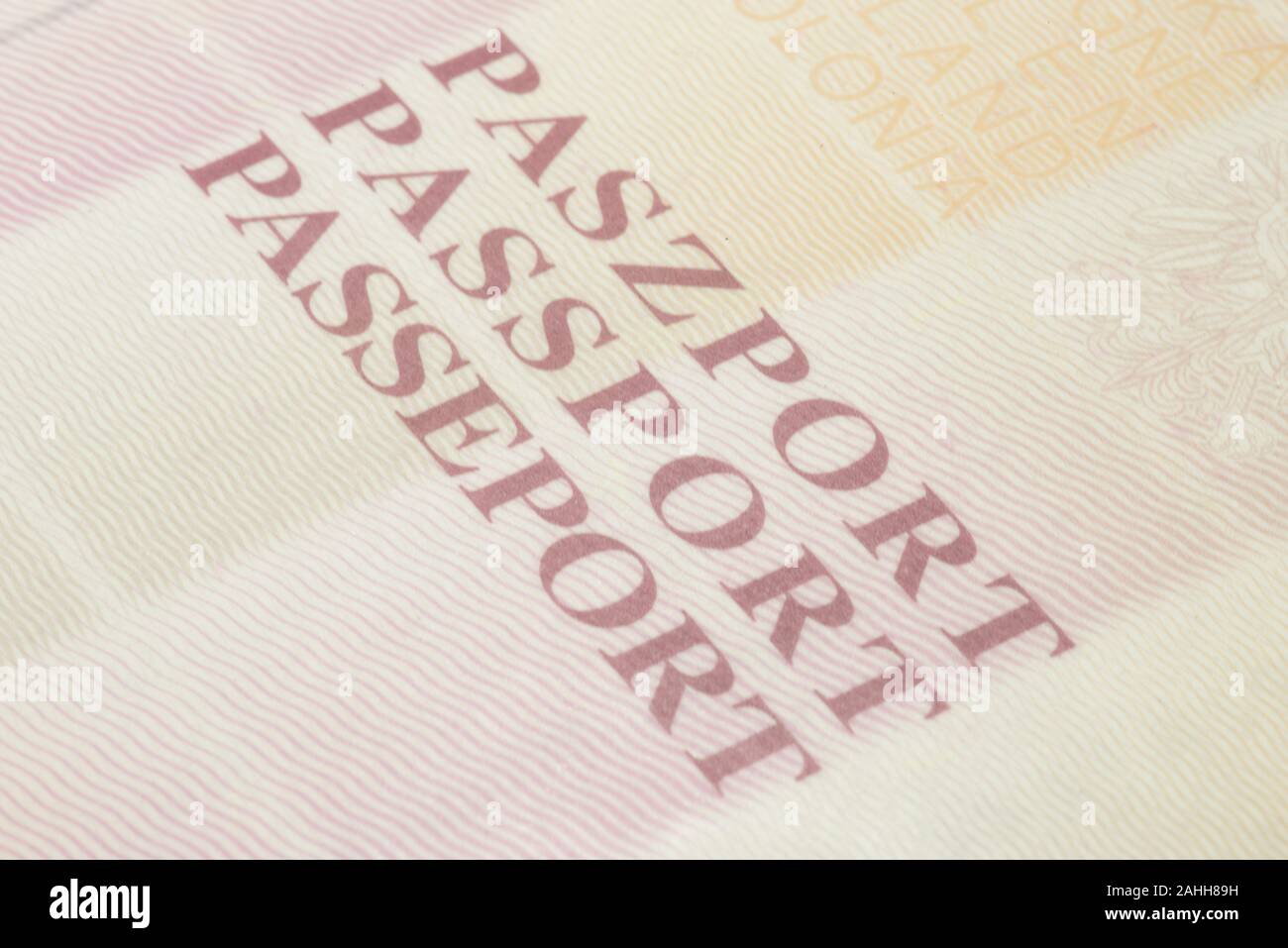 Close up of the Polish passport Stock Photo