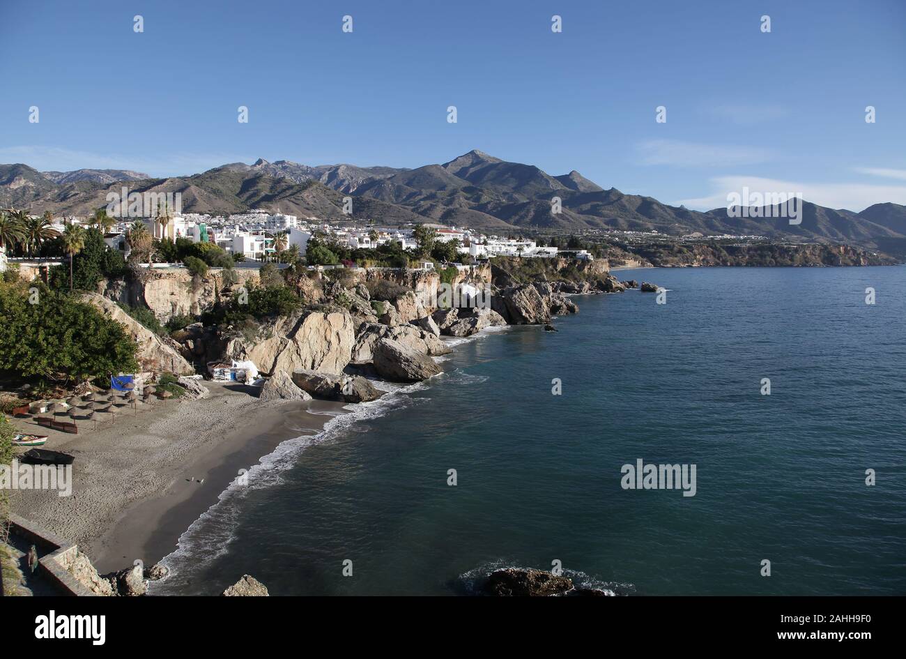 Charming and tranquil city of Nerja at the Costa del Sol in Spain Stock Photo