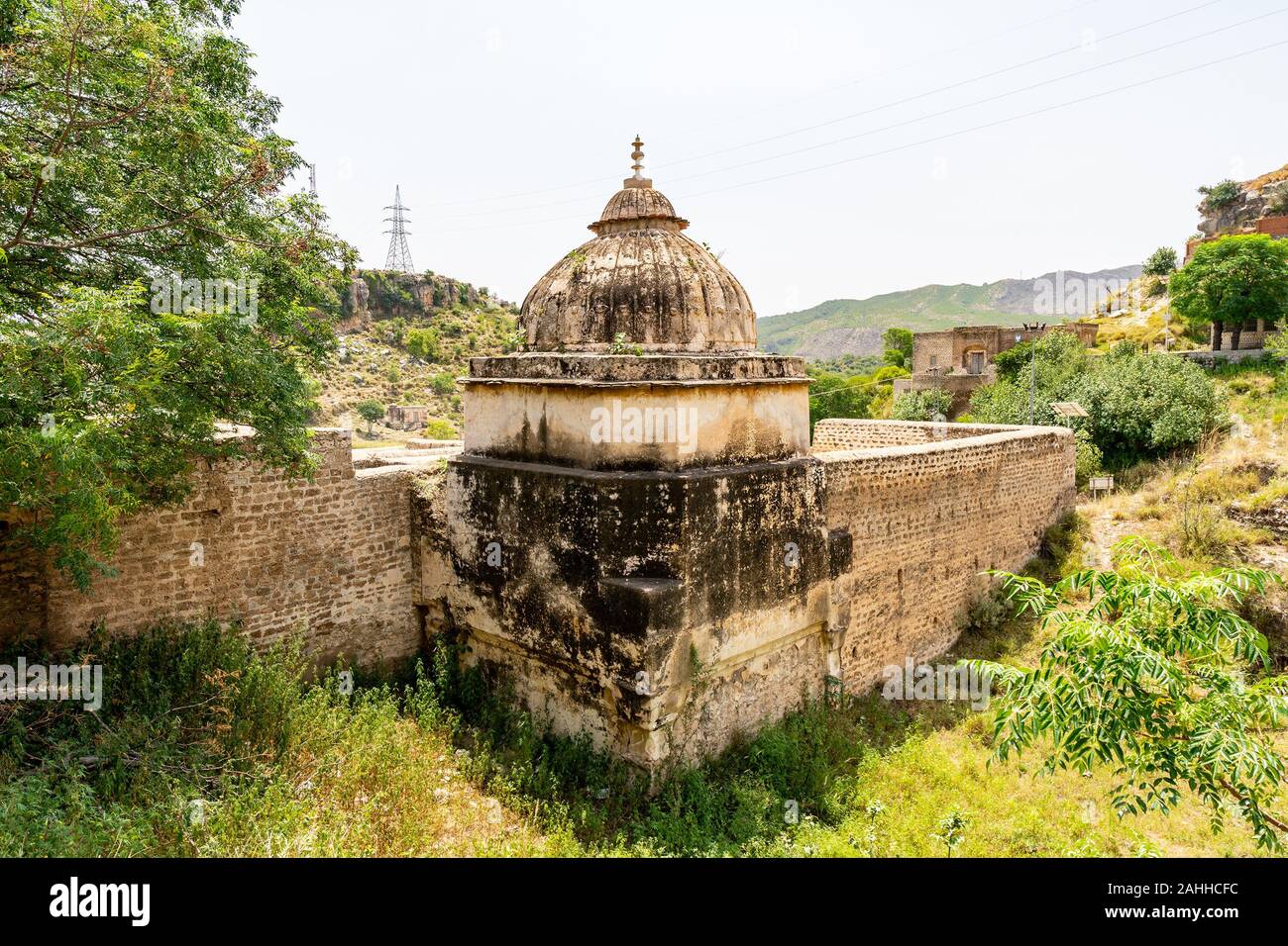 Chakwal Qila Katas Raj Hindu Temples Dedicated to Shiva Picturesque View of a Shrine on a Sunny Blue Sky Day Stock Photo