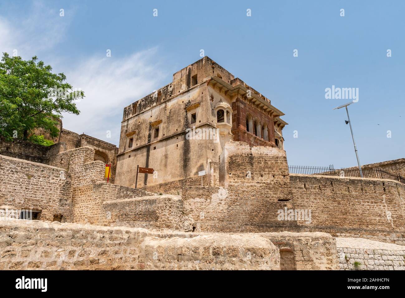 Chakwal Qila Katas Raj Hindu Temples Dedicated to Shiva Picturesque View of a Palace on a Sunny Blue Sky Day Stock Photo