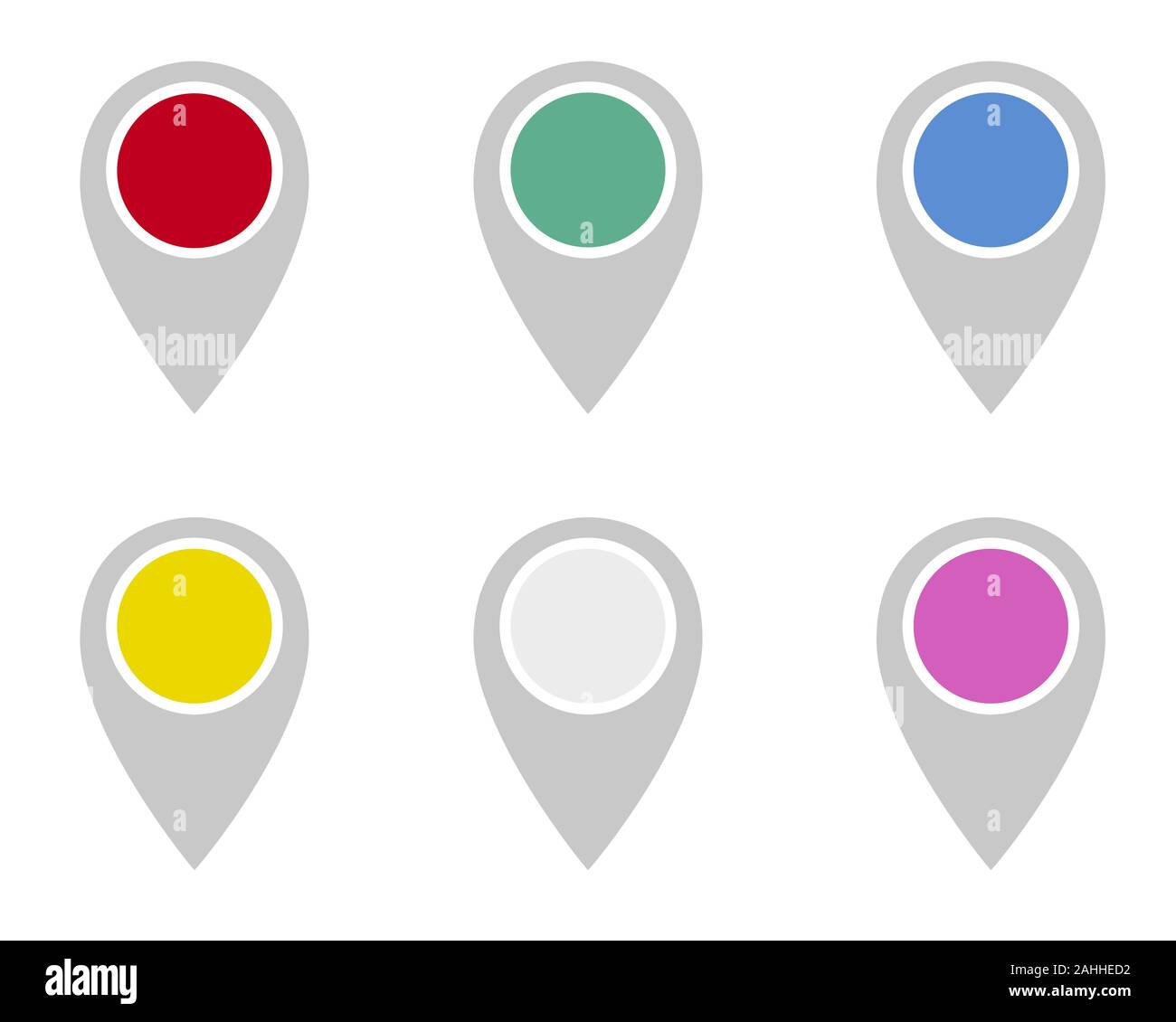 Locator pins in various colors Stock Photo