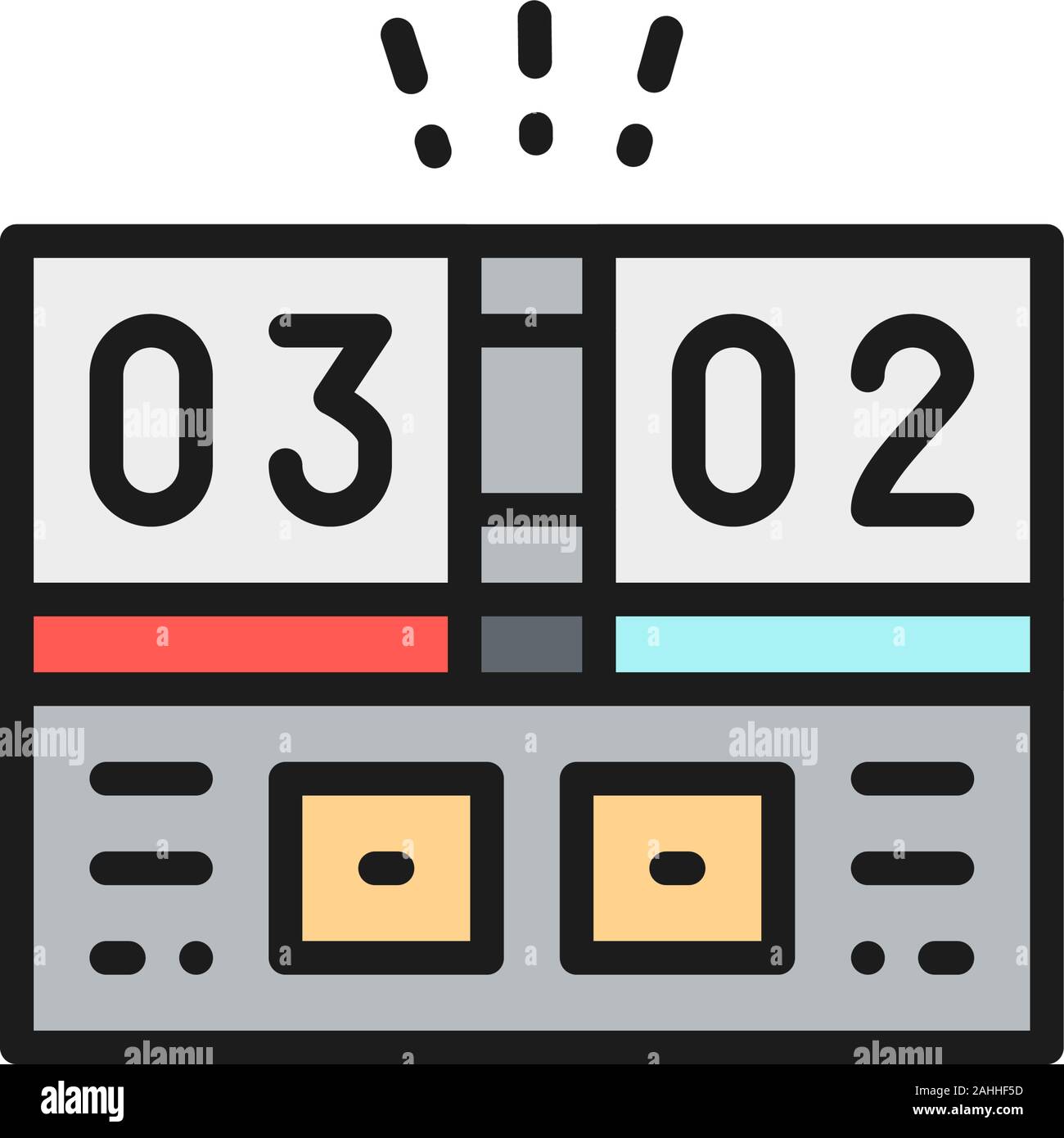 Electronic sports scoreboard flat color line icon. Isolated on white ...