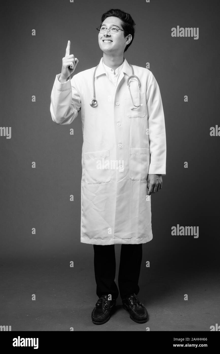 Doctor thinking happy portrait Black and White Stock Photos & Images ...
