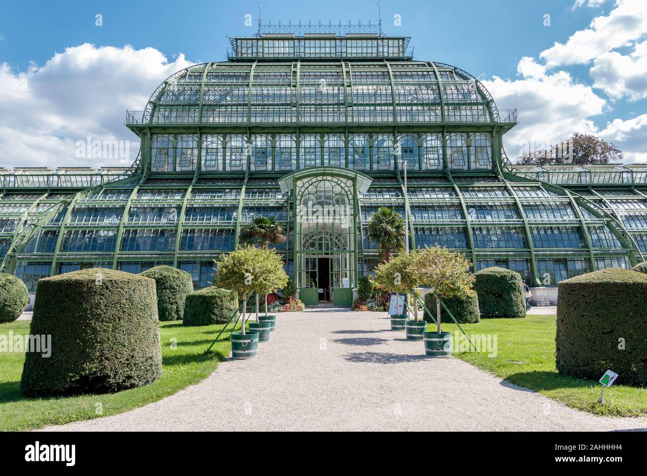 Austria, Vienna - September 3, 2019: Botanical Garden Palmenhaus Schonbrunn is a large greenhouse located in schonbrunn palace garden in vienna, austr Stock Photo