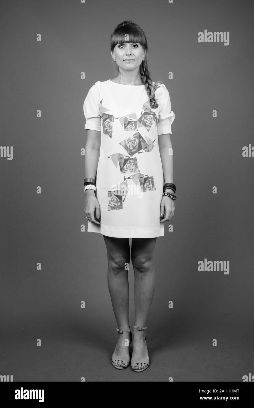Portrait of young beautiful woman in black and white Stock Photo - Alamy