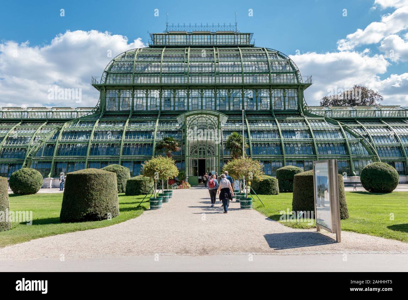 Austria, Vienna - September 3, 2019: Palm House (Palmenhaus) in Vienna Schonbrunn gardens, Austria Stock Photo