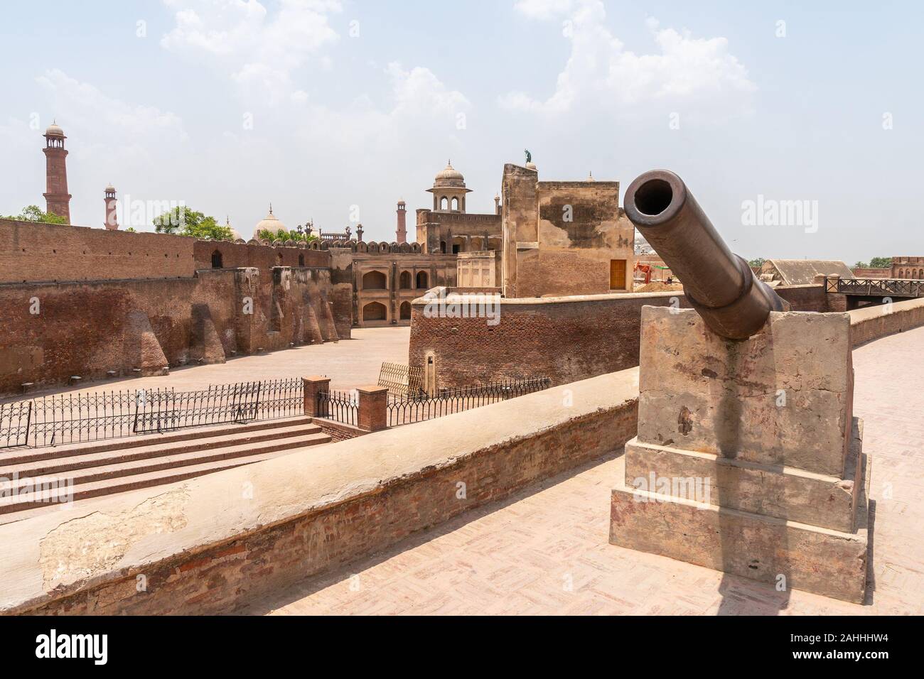 Lahore Fort Picturesque Breathtaking View of Gun from the British Raj Era on a Sunny Blue Sky Day Stock Photo