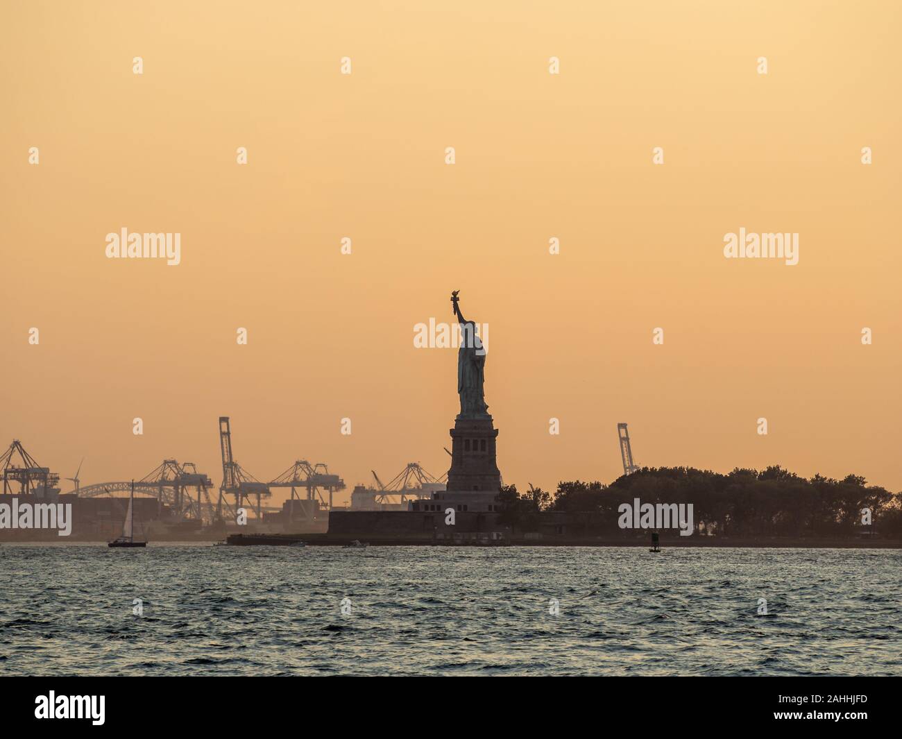 Liberty island, New York City Statue of Liberty on Hudson river
