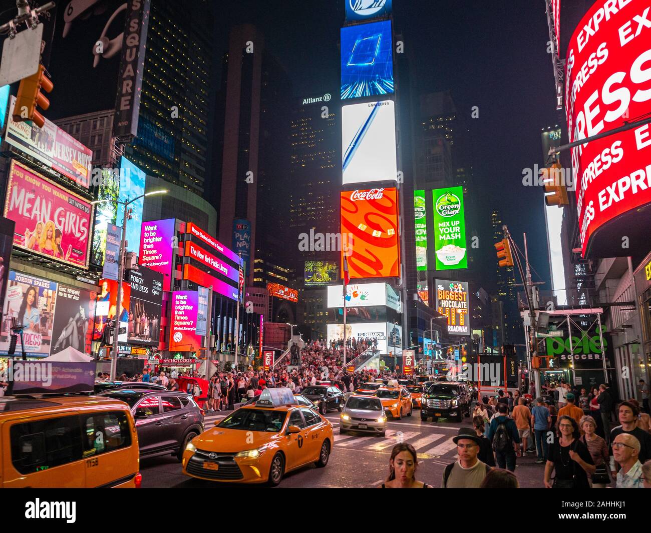 Midtown Manhattan, New York City, United States of America [ Times Square, crowded crossroad on Broadway, tourist attraction with advertisements ] Stock Photo