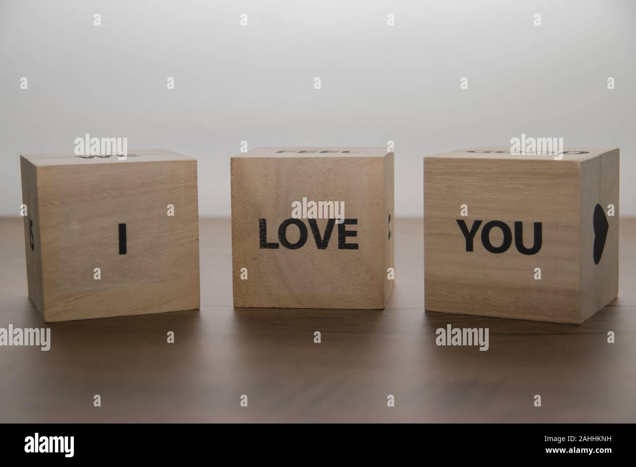 Wooden cubes with words of feelings Stock Photo