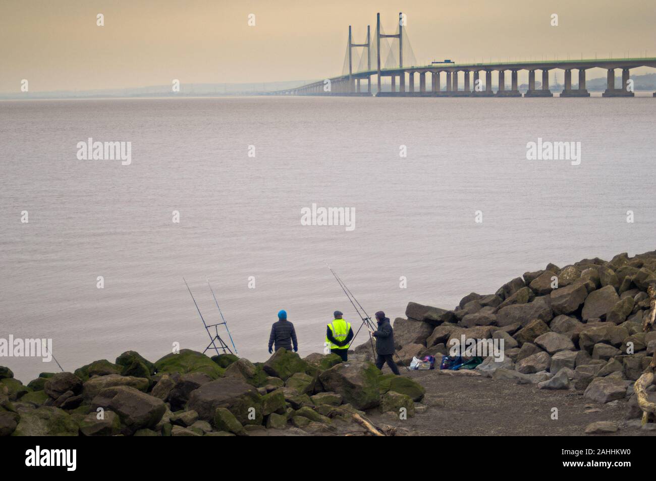Severn Beach fishing Stock Photo Alamy