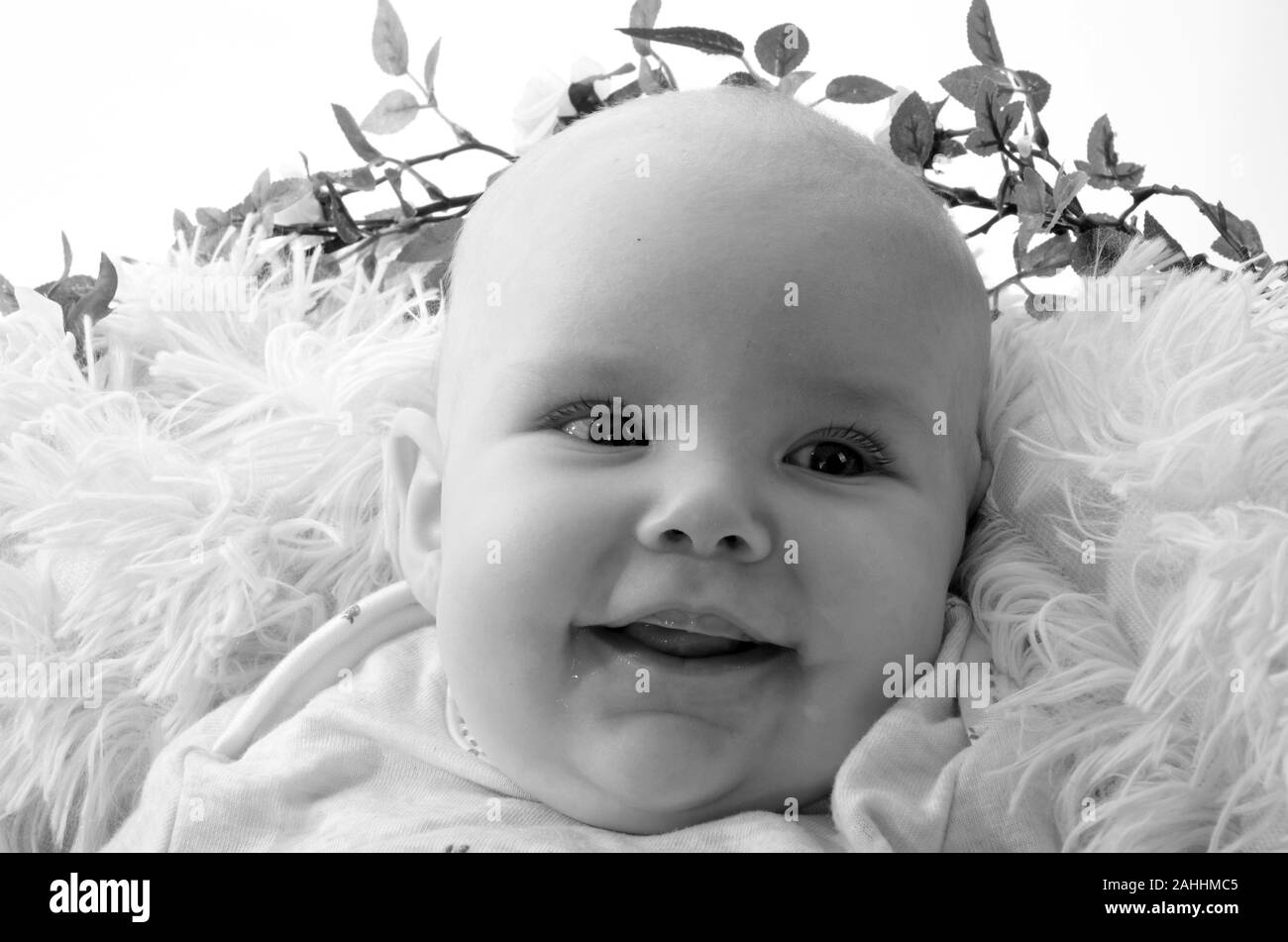 Baby laughing, happy Infant Stock Photo