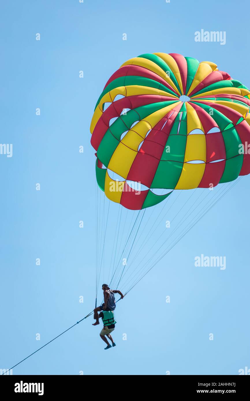 parachute for tourist to playing with boat hook to let them fly up on