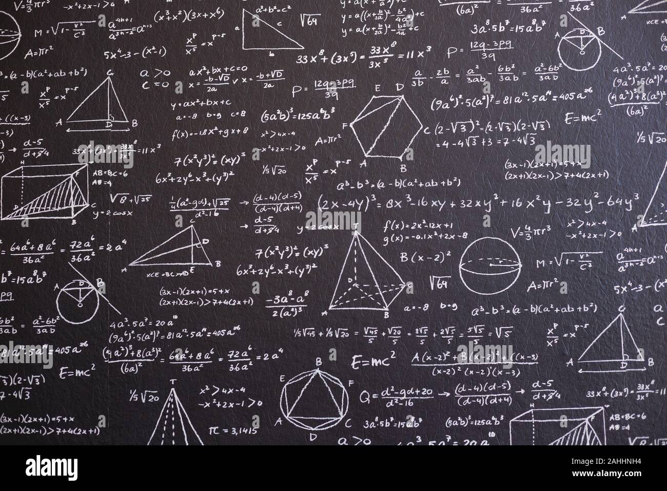 Math on black board with many solution Stock Photo