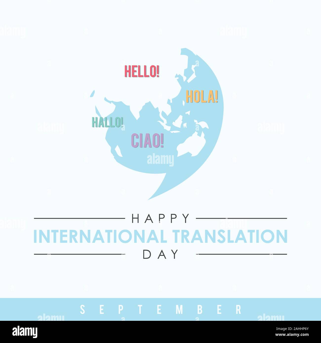 Design emblem for International Translation Day vector background in flat style. Holidays around the world of international Translation. Stock Vector