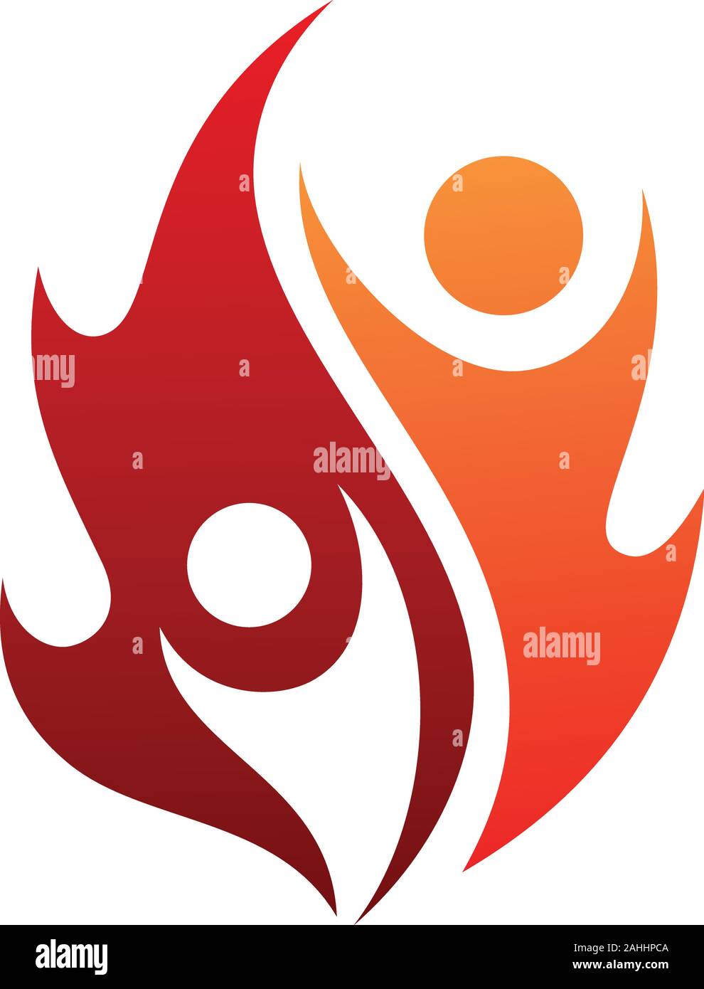 Flame life vector icon with two people in abstract style on the white ...