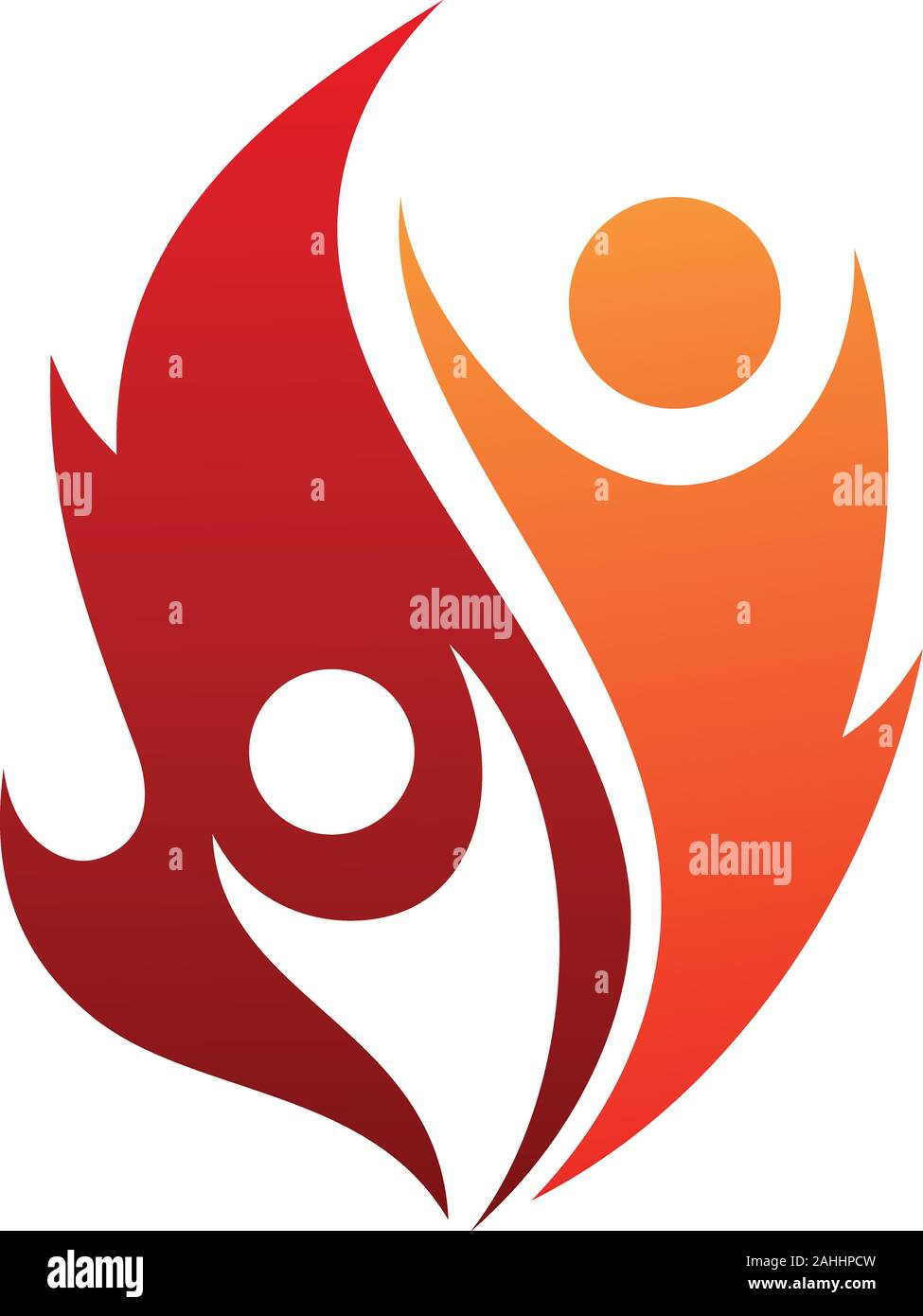 Fire life vector icon with two people in abstract style. Fire icon ...