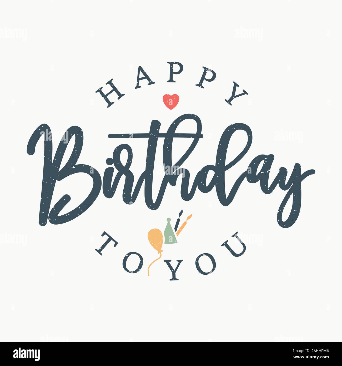 Lettering emblem happy birthday to you concept design. Letter happy