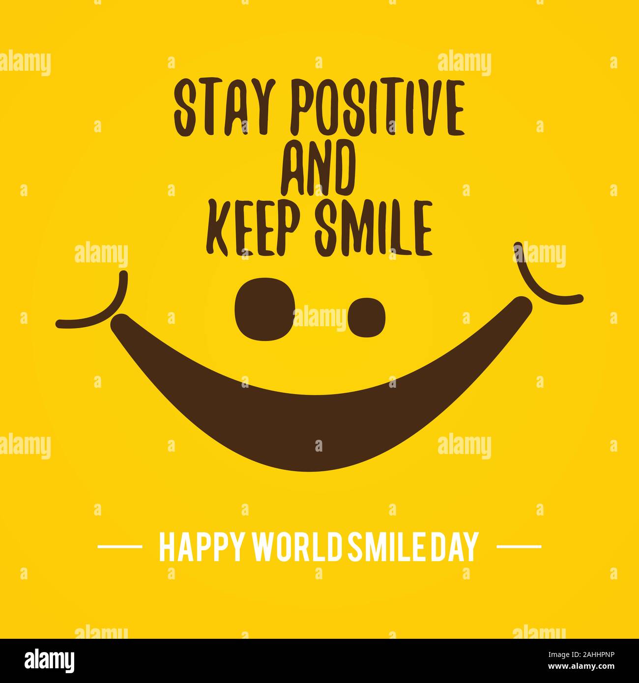Quote design World Smile Day vector on the yellow background. Letter vector World Smile Day for element design. Vector illustration EPS.8 EPS.10 Stock Vector