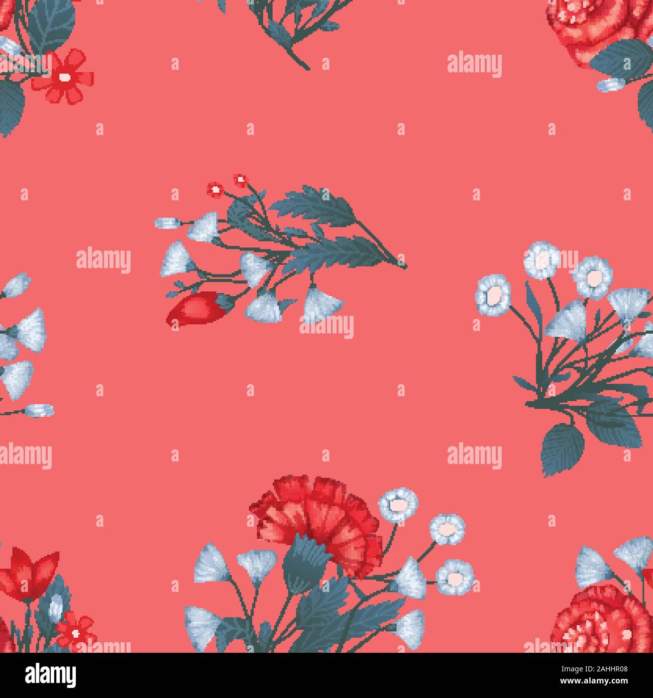 Seamless pattern Vector floral design with roses . Romantic background ...