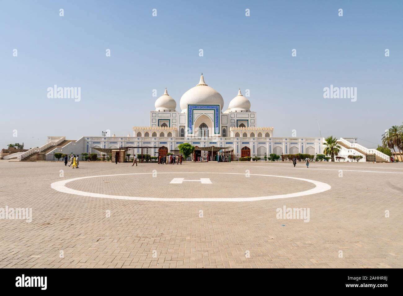 Larkana Bhutto Family Mausoleum Picturesque View with Helicopter Landing Zone Markings on a Sunny Blue Sky Day Stock Photo