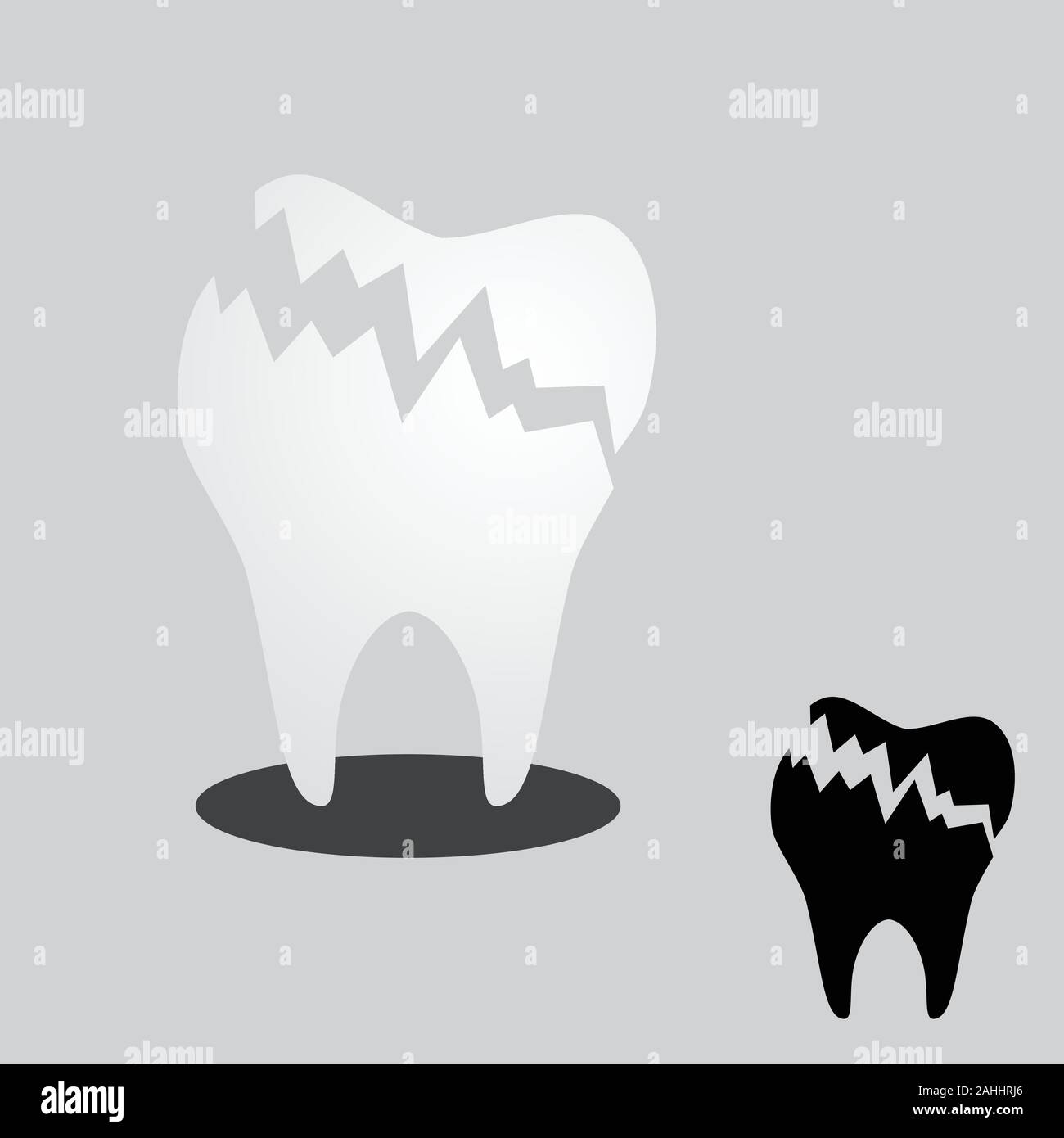 Cracked tooth flat icon for dental care. Cracked tooth for element ...