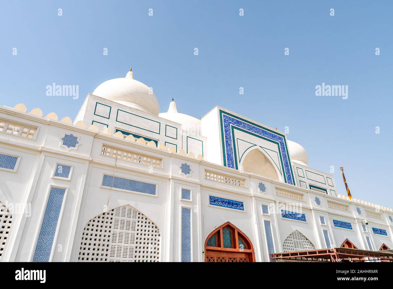 Larkana Bhutto Family Mausoleum Picturesque View of the Cupola on a Sunny Blue Sky Day Stock Photo