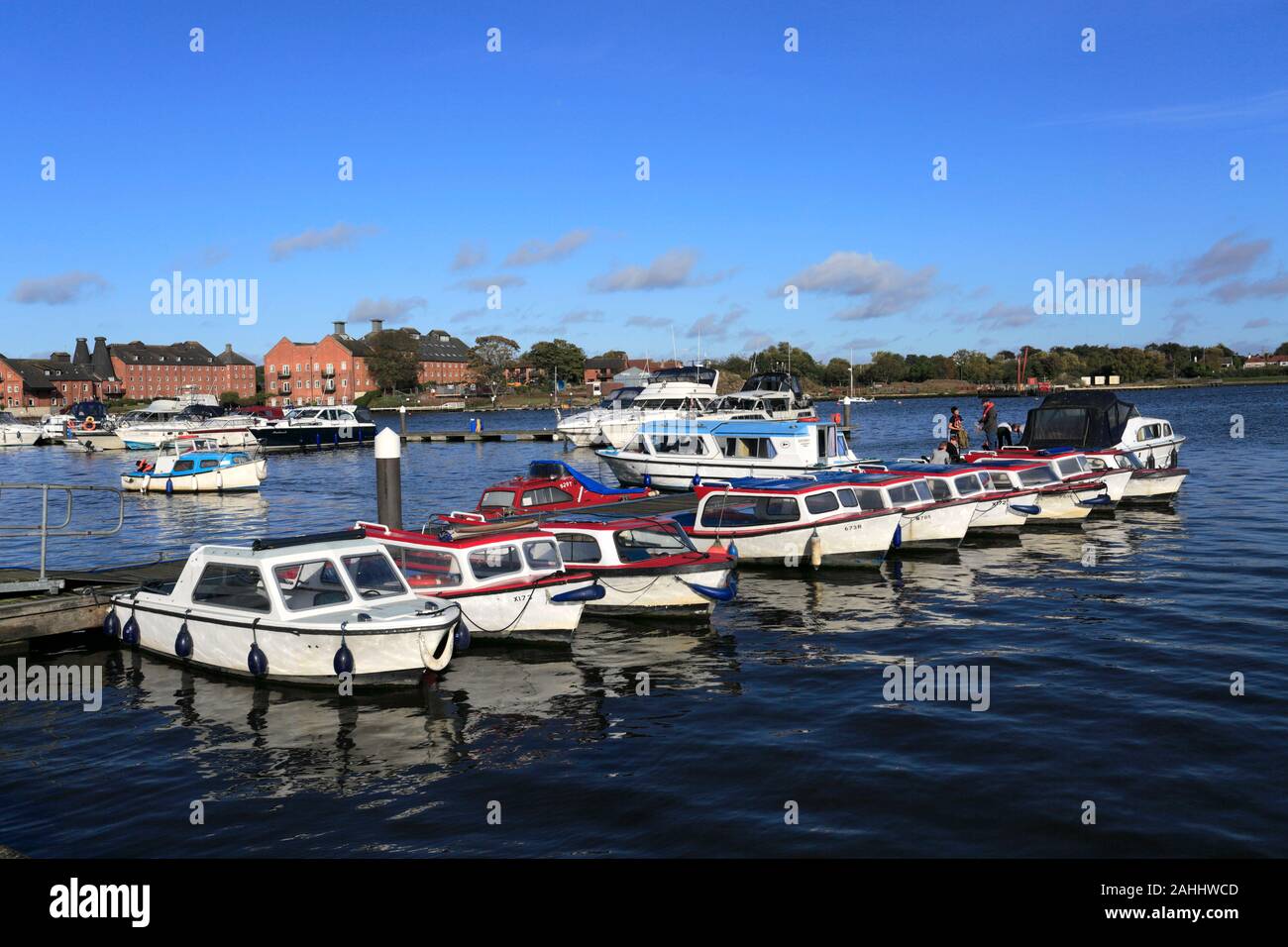 Summer view over Oulton Broad, Lowestoft town, Suffolk county, England Stock Photo