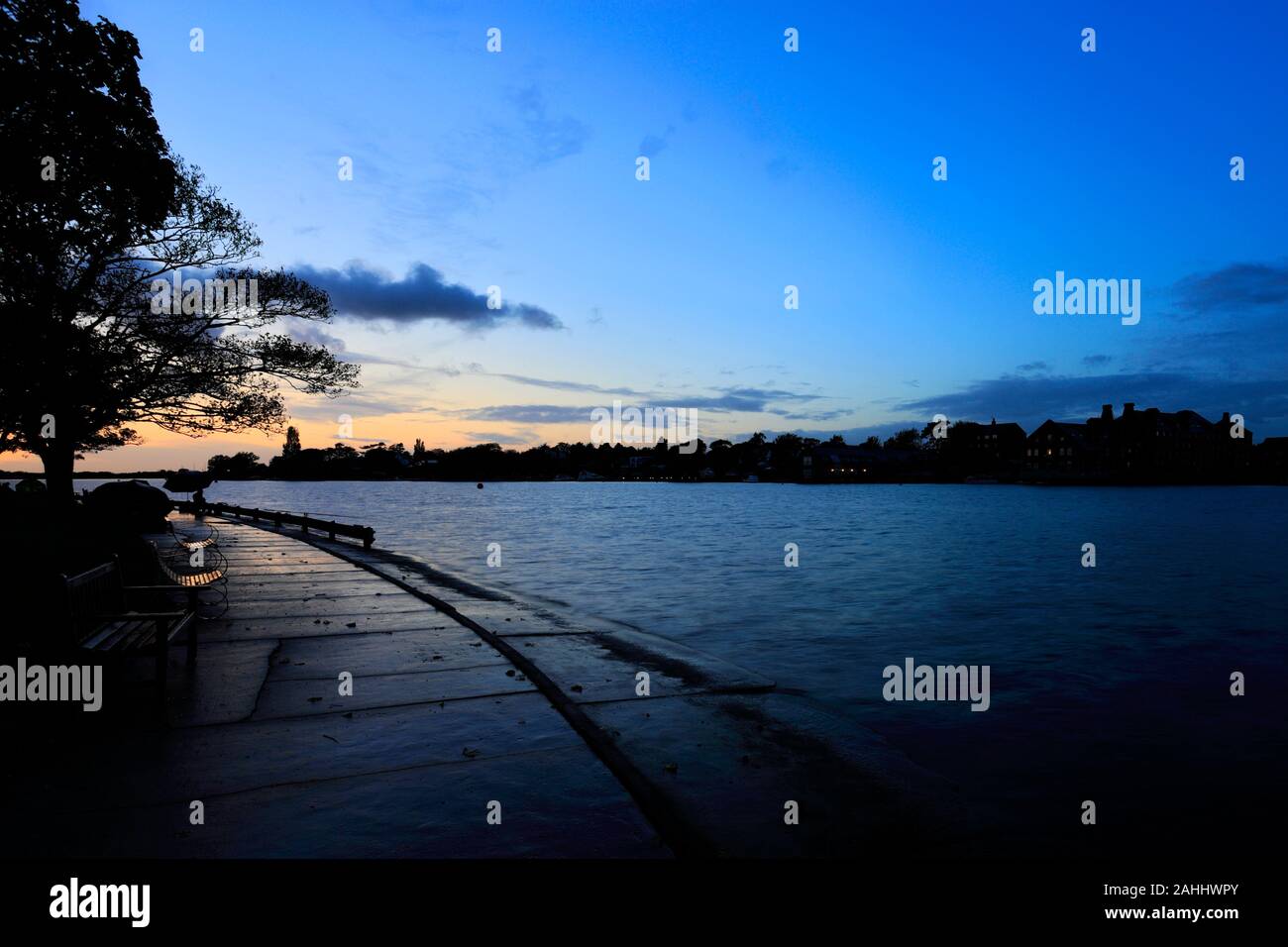 Sunset clouds over Oulton Broad, Lowestoft town, Suffolk county, England Stock Photo