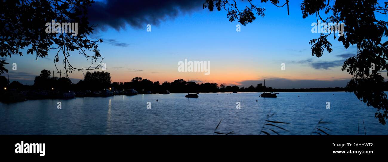 Sunset clouds over Oulton Broad, Lowestoft town, Suffolk county, England Stock Photo