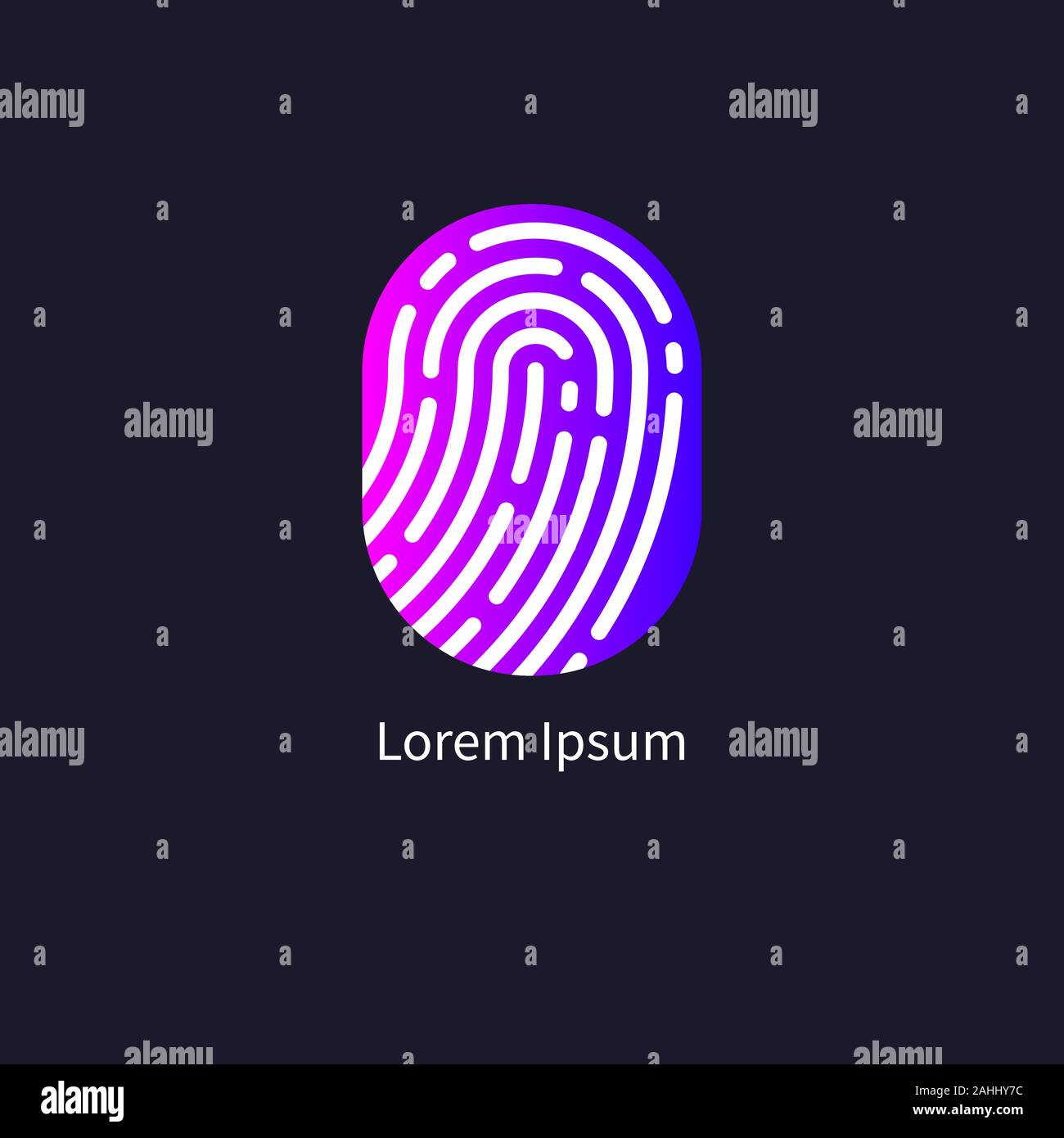 finger print icon, id logo, fingerprint sign, biometric gradient blue symbol, vector illustration Stock Vector
