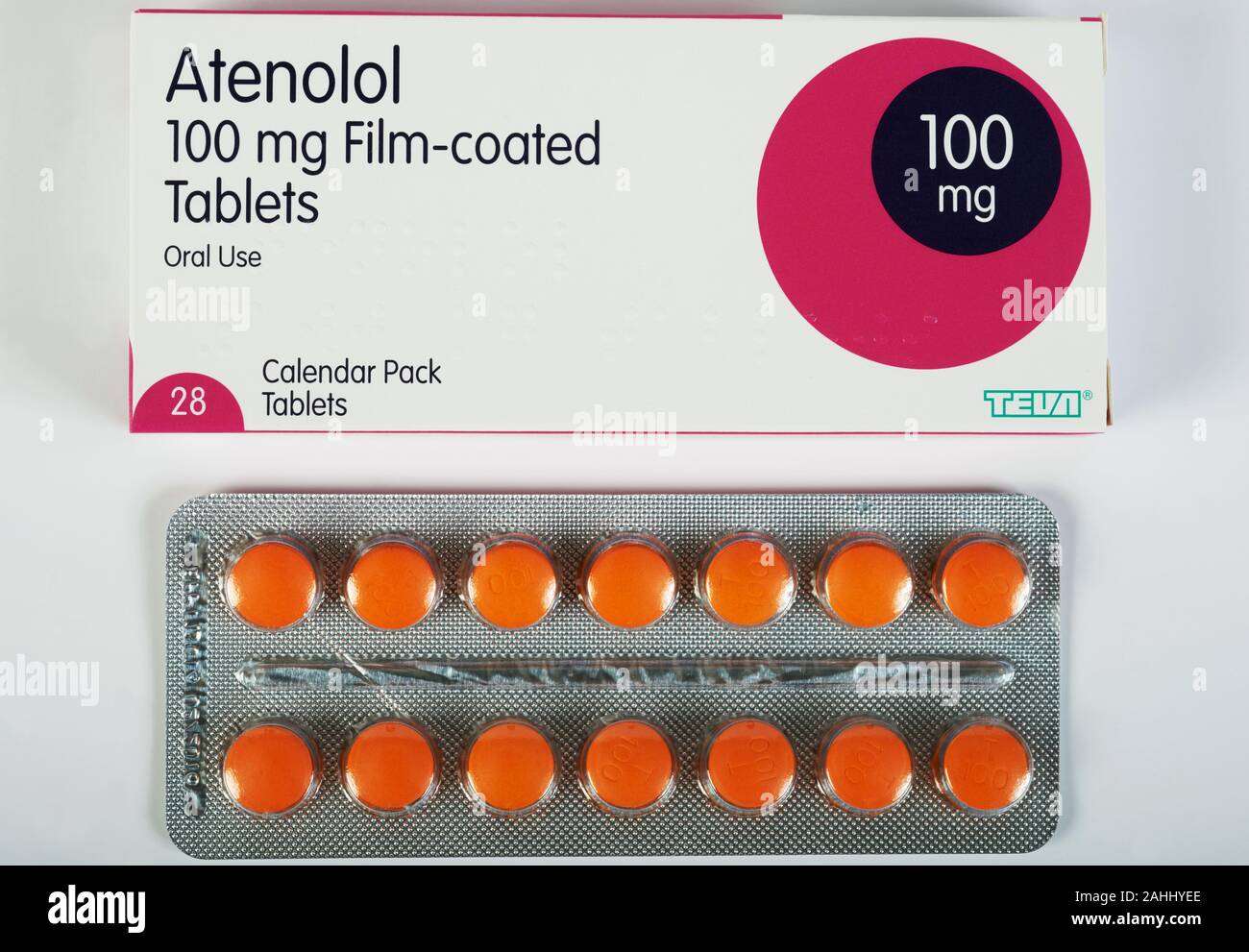 Atenolol 100 mg tablets Stock Photo