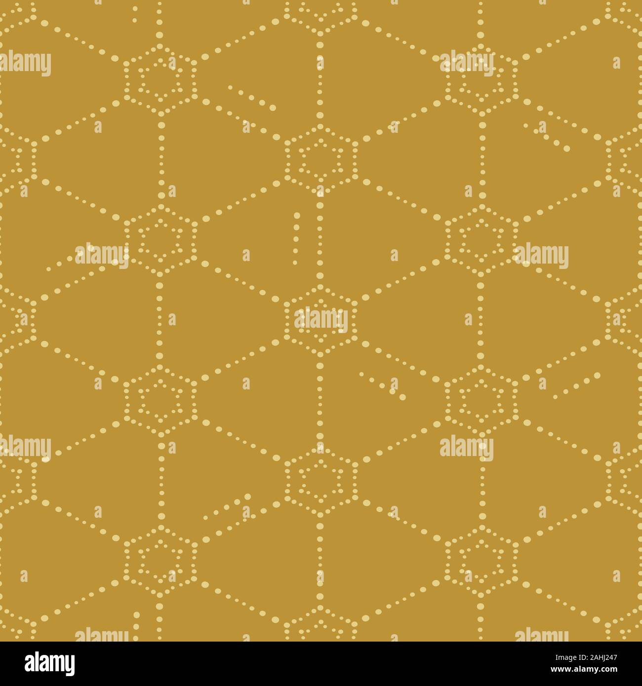 seamless vector pattern with dotted netting ornaent on a mustard yellow background Stock Vector